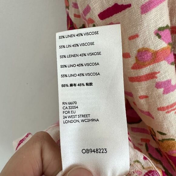 Free People Tunic Small Tulum Floral Boho Linen Blend Flowy Flounce Top Festival - Picture 9 of 12